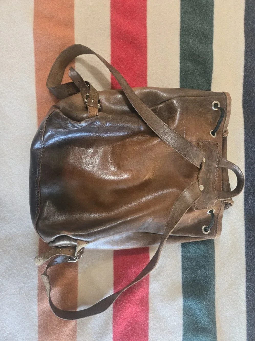Classic Brown Leather Backpack